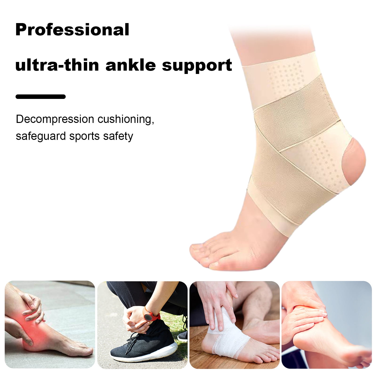 Opolski Ankle Brace Open Heel Ankle Support Ankle Support Stabilizer Elastic Breathable Compression Strap for Arthritis Tendonitis Plantar for Football Skin
