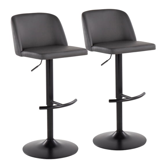 Lumisource Toriano Adjustable Set Of 2 Bar Stool BS-TORIANOPU-RT2 BKGY2