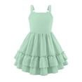 thumbnail image 5 of Vornjynx Kids Girls Cami Dresses Square Neck Tiered Ruffle Hem Sleeveless Summer Trendy Holiday Sundress Green Size 6, 5 of 9