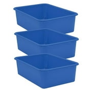 Plastic Storage Bin, Blue - Large - Pack of 3