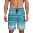 thumbnail image 1 of Fotbe Teal Turquoise Fluid Stripes Pantalones Cortos de Pijama para Hombre, Ropa de Dormir, Pantalones de Pijama Cortos para Hombre-XX-Large, 1 of 6