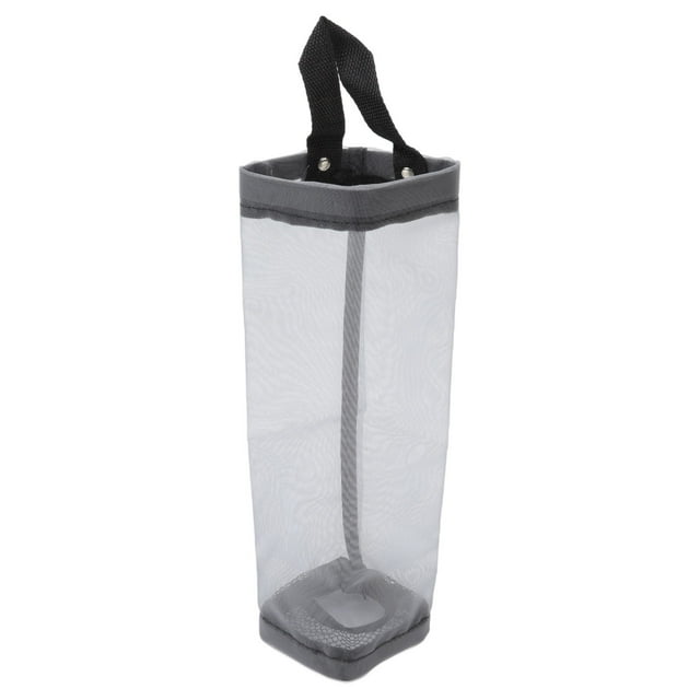 Grocery Bag Holder Large Capacity Durable Polyester Transparent Space Saving Trash Bag Holder for Home Kitchen Grey