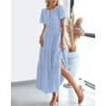 thumbnail image 3 of FreshPretty Womens Summer Casual Midi Maxi Dresses Lightweight Short Sleeve V Neck Elastic Waist Boho Beach Dress Pockets, 3 of 6