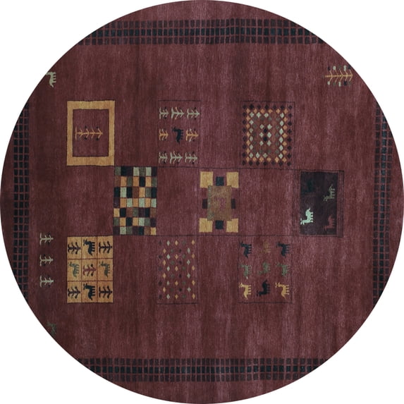 Ahgly Company Indoor Round Abstract Light Blue Contemporary Area Rugs, 5' Round