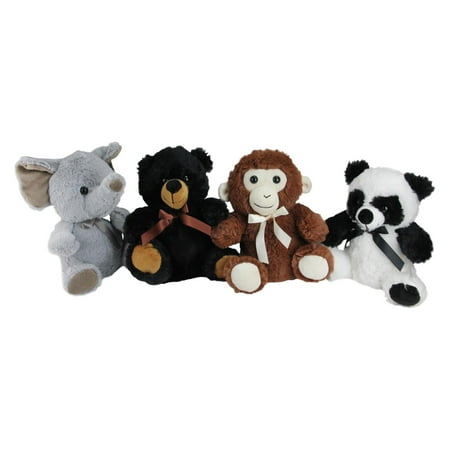 Elephant Bear - Pack of 4 Plush Sitting Bear Elephant Monkey and Panda Stuffed Animal Figures 9