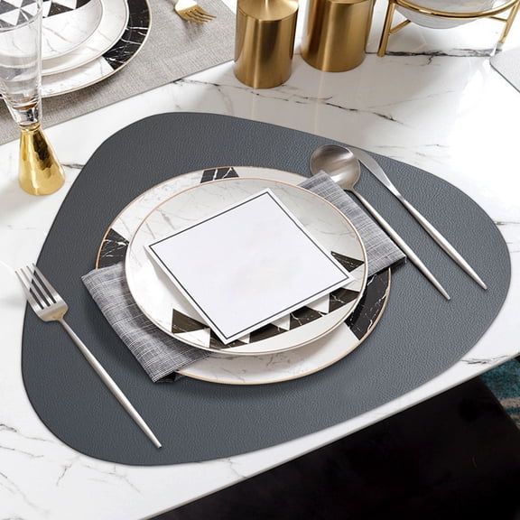 OEFNTAC Minimalist Faux Leather Triangle Placemat Water Oil Resistant Heat Geometric Slip Resistant Dining Table Slim Storage Easy Clean 0.8mm