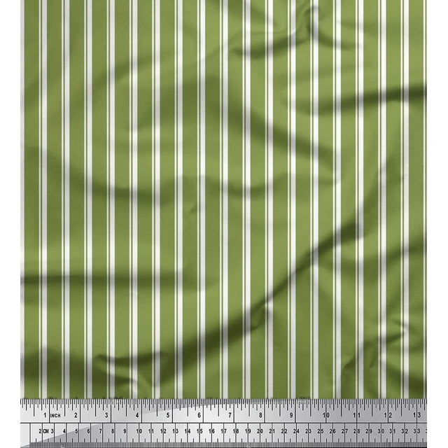 Soimoi Rayon Crepe Fabric Striped Stripe Decor Fabric Printed Yard 46 Inch Wide