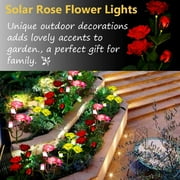 Solar Garden Stake Lights, Rose Flowers Lights LED Yellow Solar Stake Lights with 5 Roses Waterproof for Garden, Yard, Christmas Pathway, Grave Decor(1 Pack-Red)