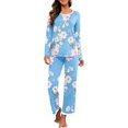 thumbnail image 1 of Pyjama à Manches Longues pour Femmes, Col Rond Doux, FP-Bleu Clair, 1 of 5