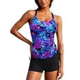 thumbnail image 2 of Summer Akafmk Tankini Swimsuits for Women Loose Fitting Floral Printed Swim Tops with High Waisted Boyshorts Two Piece Bathing Suits Comfortable Athletic Swimwear,Sizes S-2XL, 2 of 5