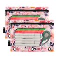 thumbnail image 2 of 2 Pack Pencil Bag 9.84x6.1 Inch 3-Ring Page Turning Folder Zipper Pencil Case Pencil Bag Page Turning File BagPink Flamingos, 2 of 6