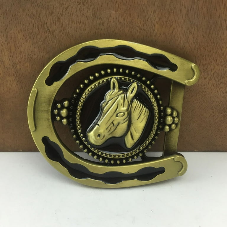 1-1/2" Big Gold Horse Head Western Belt Buckle - Style 1. 5-1/2"  x 3-7/8".