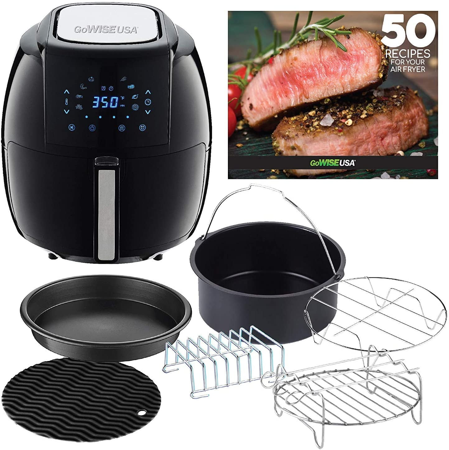 GWAC22003 5.8-Quart Air with Accessories, 6 Pcs, and 8 Cooking Presets 50 Recipes (Black), Qt Walmart.com