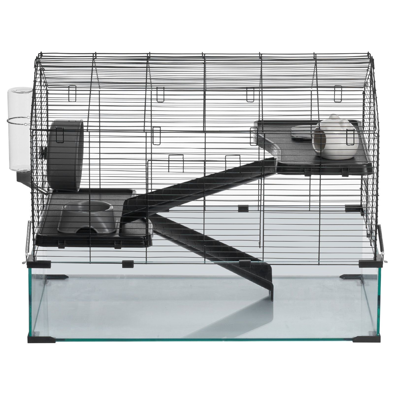 360 Degree View Transparent Hamster Cage 29.5 x 17.3 x 24 Inches Ventilated Small Animal Habitat with Water Bottle for Mice Rats Guinea Pigs