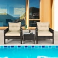 thumbnail image 3 of Gymax 3PCS Patio Outdoor Rattan Furniture Set w/ Cushioned Chairs Coffee Table, 3 of 10