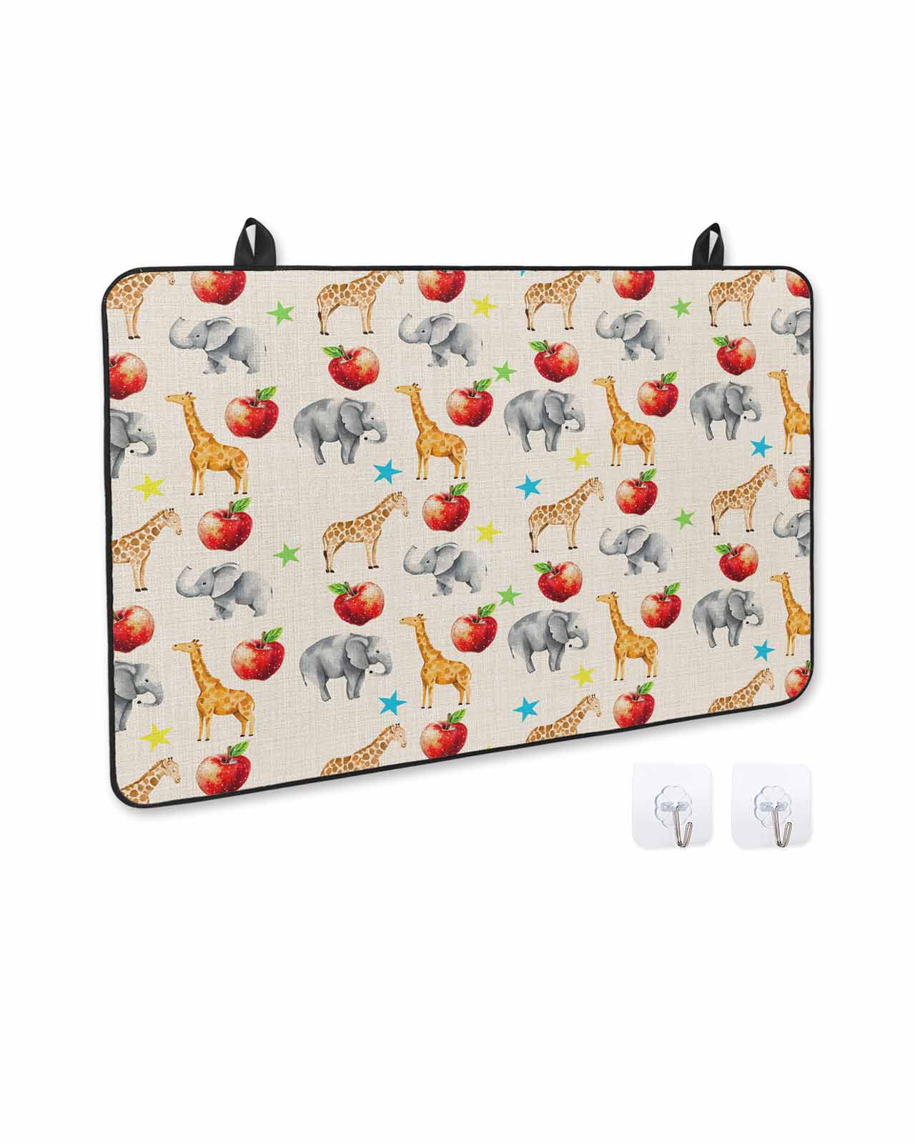 nqOlkjepod Large Induction Cooktop Protector Mat 24"x21", Giraffe Elephant Stove Top Covers for Electric Stove, Fruits Cute Linen Texture Decorative Stove Burner Cover Mats, Glass Top Stove Cover