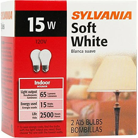 Sylvania Soft White Light Bulb 15 Watt 2 ea