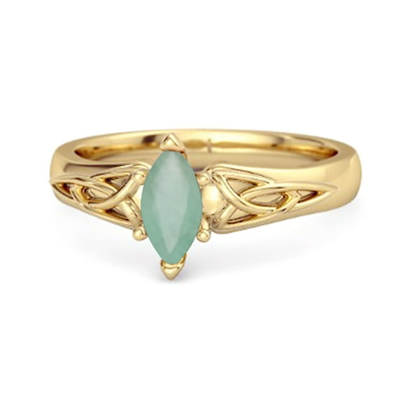 Celtic Ring 0.25Cts Emerald 925 Sterling Silver Gold Vermeil Trinity Knot Band Women Valentines Day Gifts Ring