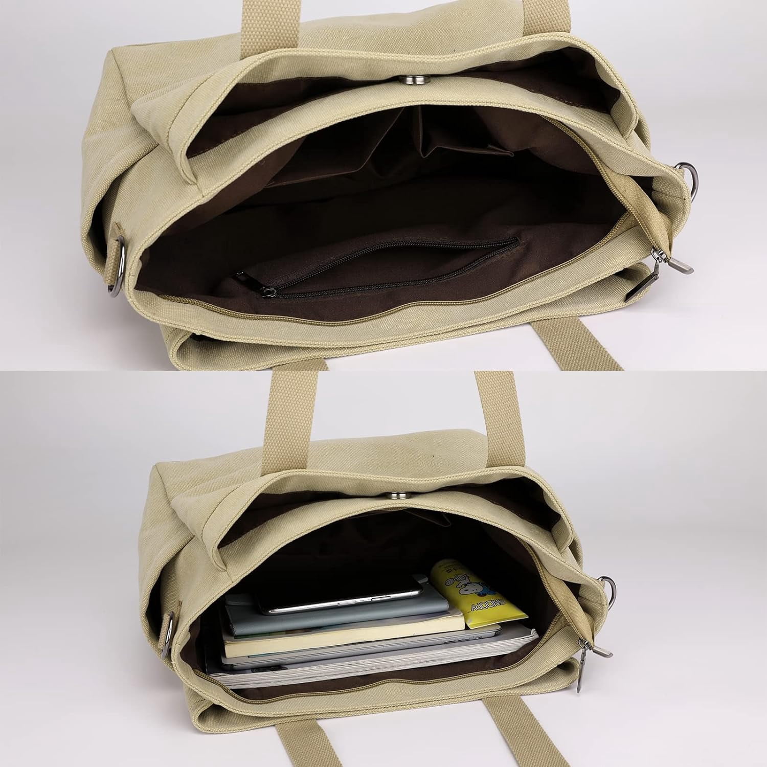 Hobo Handbags Canvas Crossbody Bag for Women, Multi Compartment Tote Purse Bags