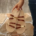 thumbnail image 6 of Xdegoge Raffia Sandals Women Woven Straw Flat Slides Boho Open Toe Casual Slip On Flip Flops Beach Vacation Summer Casual Dressy Walking Shoes, 6 of 6