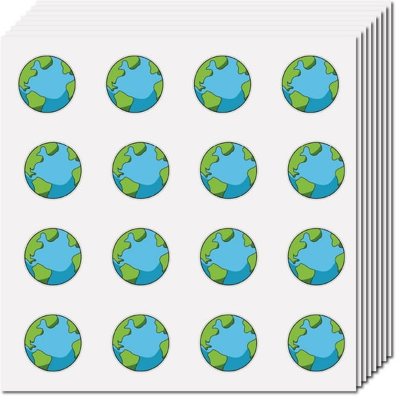 Earth Stickers Round Earth Cartoon Sticker Plastic Waterproof Small Blue Earth Self-adhesive Picture Decal Planner Stickers for DIY Craft Scrapbooking Laptop Luggage Cup Book Diary 0.98Inch Colorful