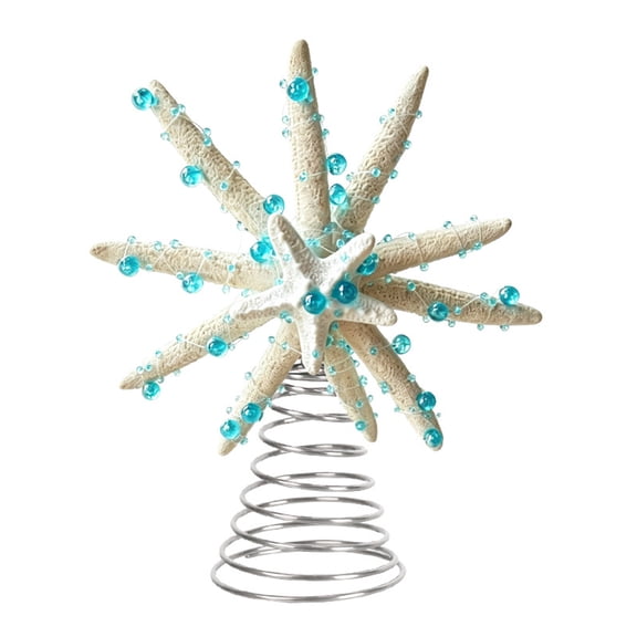 Coastal Holiday Tree Decorations Beach Starfish Christmas Tree Topper 6 Inch Nautical Coastal Ornament Ocean Style Holiday Decoration for Xmas Party
