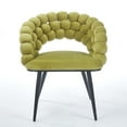 thumbnail image 4 of Set of 4 Green Modern Chair with Golden Color Iron Tube Legs, Soft Cushions and Comfortable Backrest, Suitable for Dining Room, Living Room, Cafe (Green), 4 of 9