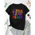 thumbnail image 2 of BESTLUCKY Charming Athletic T - Shirt for Ladies - Round Neck, Short Sleeve, Sapphire Blue with Lovely Rainbow and Floral Prints, All - Season Appeal, 2 of 6