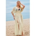 thumbnail image 3 of Zeagoo Womens Plus Size Swimsuit Cover Up Deep V Neck Bathing Suit Swimwear Bikini Coverup Long Split Kaftan Kimono Dress, 3 of 6