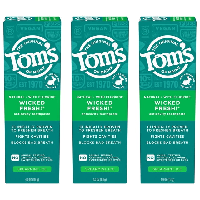 Pasta de dientes Tom's of Maine Wicked Fresh! con flúor, 120 ml, paquete de 3