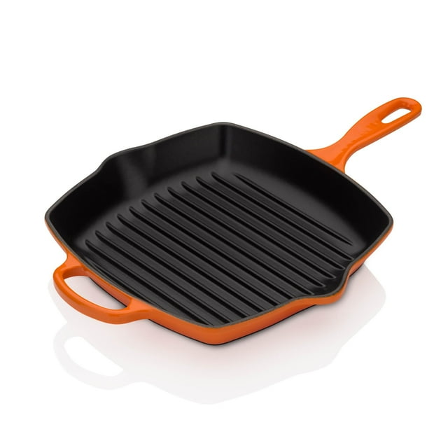 Le Creuset Parrilla cuadrada exclusiva de hierro fundido esmaltado, 10.25", llama