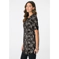 thumbnail image 3 of Roaman's Women's Plus Size Angelina Crinkle Crepe Y-Neck Short Sleeve Tunic, 3 of 6