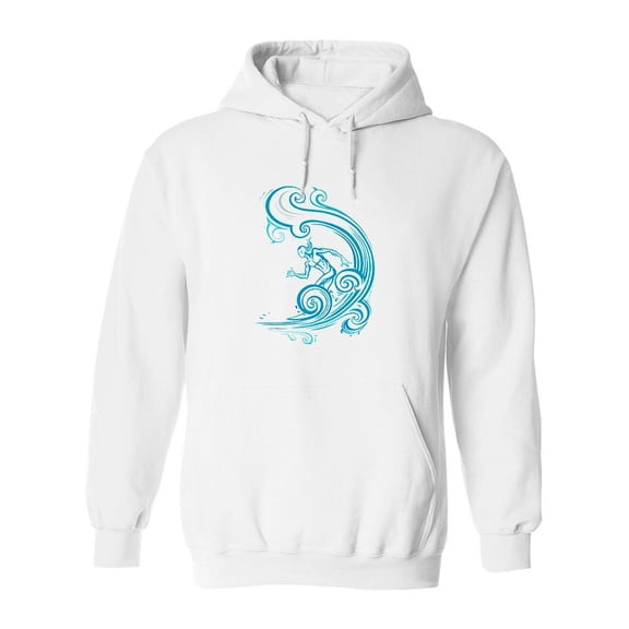 Blue Watercolor Surfer Design Hoodie Men -Image by Shutterstock, Male Large
