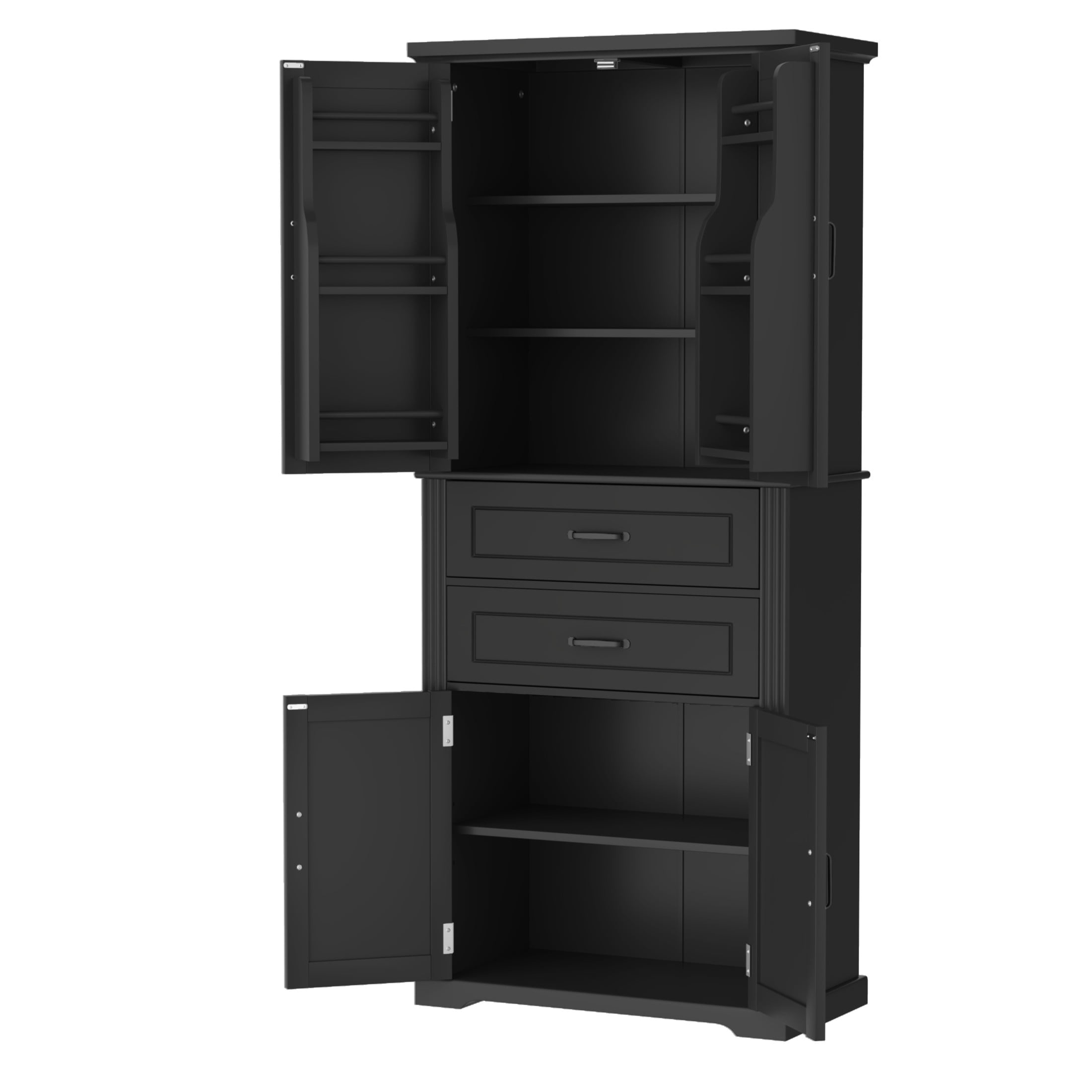 Christopher Knight Home 72.5" H Storage Cabinet with 2 Drawers, 5 Layers Cabinet with Adjustable Shelves, Black
