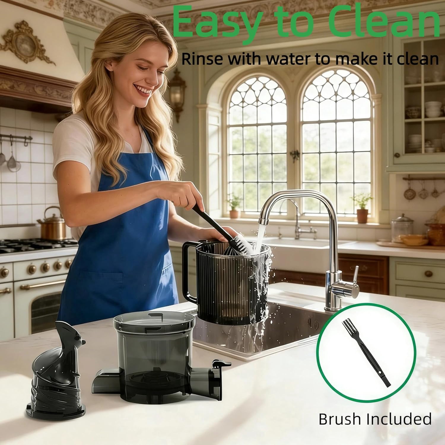 Cold Press Juicer Machine, Slow Masticating Juicer with 4.25" Extra Wide Feed Chute for Whole Fruits & Vegetables, 200W Quiet Motor, High Juice Yield & BPA-Free, Easy to Clean, Silver