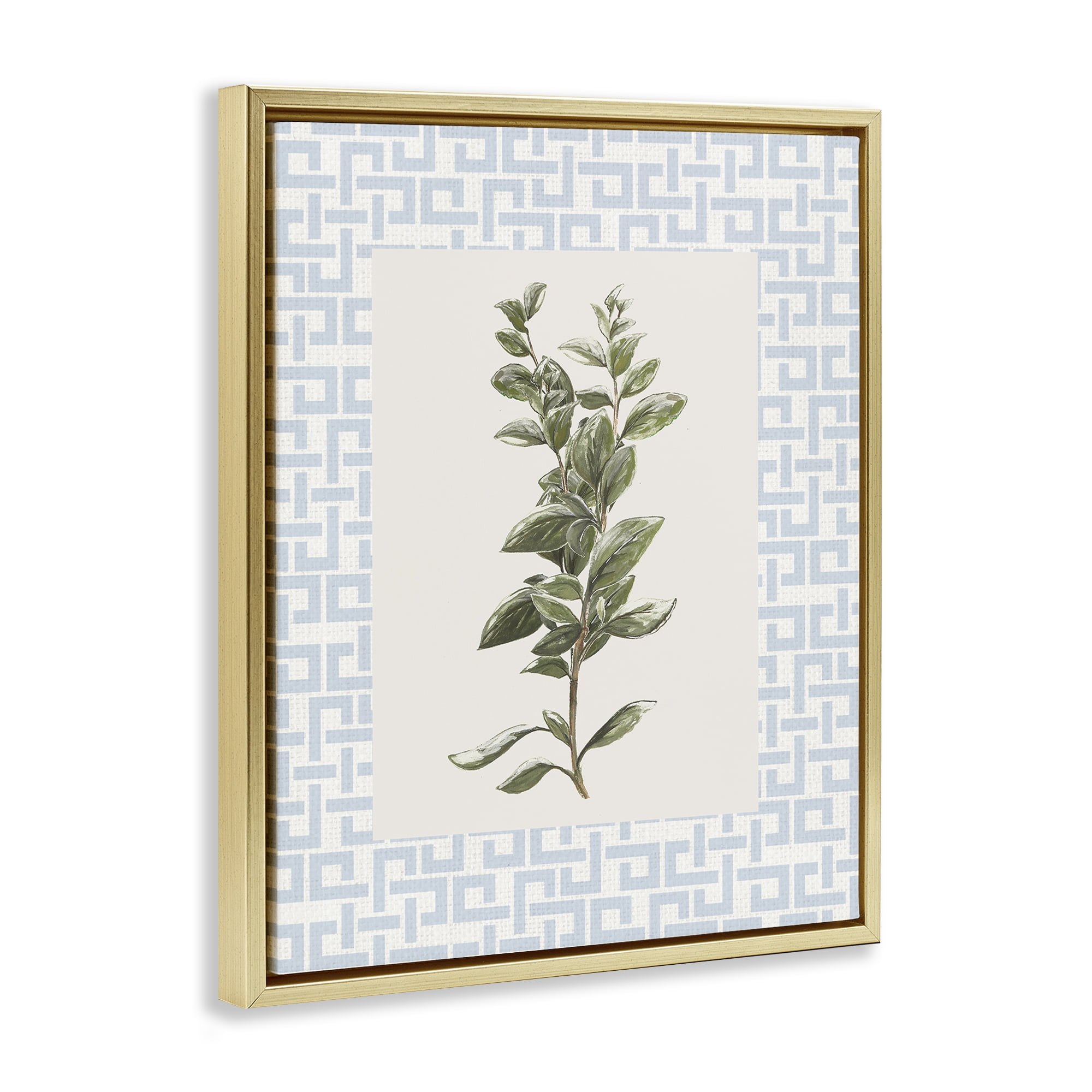 Stupell Industries Fresh Herb on Geometric Gold Framed Floater Canvas Wall Art, design by Diannart
