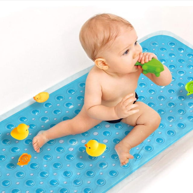 Alfombra de baño para bebés Sheepping Upgrade, antideslizante, extralarga, azul