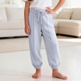 thumbnail image 6 of Girls' Fashion Pocket Sweatpants Solid Color Leisure Trousers Breathable Lightweight Everyday Active Pants, 6 of 8