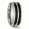 thumbnail image 4 of Bague Polie en Fibre de Carbone Noire Incrustation de 8 Mm en Acier Inoxydable, 4 of 6