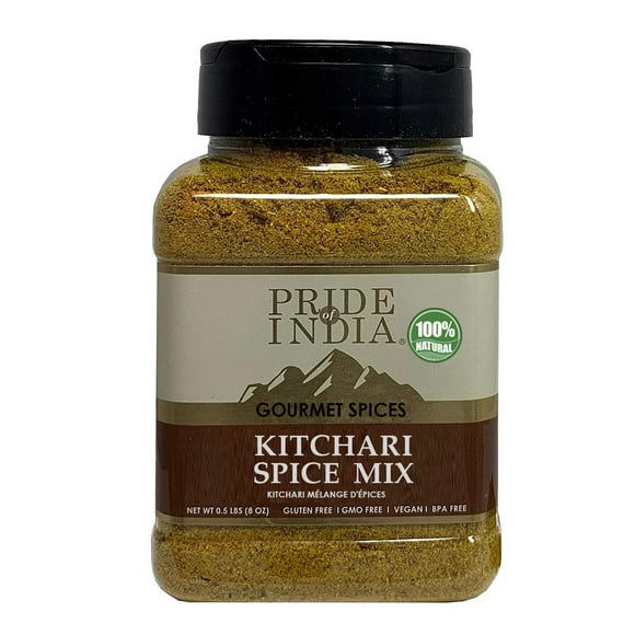 Pride of India - Kitchari Spice Seasoning – Made with Authentic Indian Spices – Good for Health Cleanse & Diet – Easy to Use – 8 oz. Medium Dual Sifter Jar