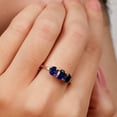 thumbnail image 4 of Bling Jewelry Womens Created Blue Sapphire Gemstone 3 Oval Stone Trinity Ring Yellow 10K Gold, 4 of 5