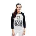 thumbnail image 2 of Thread Tank All Good In The Woods Unisex 3/4 Sleeves Baseball Raglan White Black 2X-Large, 2 of 4