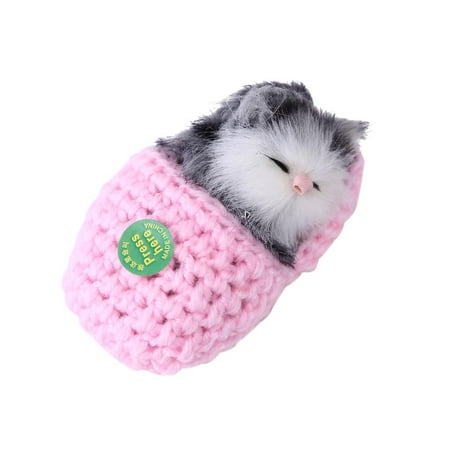 

Mojoyce Sleeping Cat In Slipper Doll Mini Kitten In Shoe With Meows Sounds (Pink)