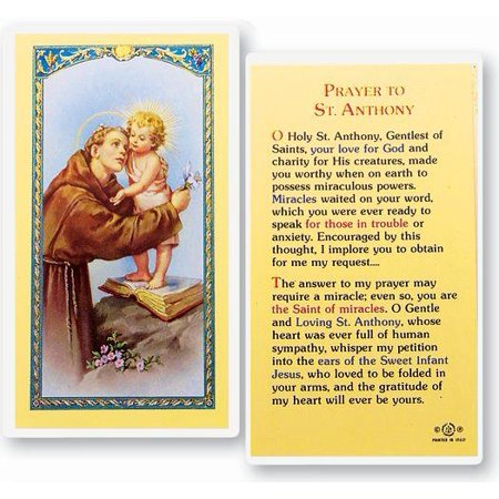 

Saint Anthony Thomas in Trouble Laminated Catholic Prayer Holy Card with Prayer on Back Pack of 25