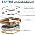 thumbnail image 3 of GHSDFBB 2-Pack Bling Waterproof Cases with Screen Protector for Apple Watch 44mm SE Series 6 5 4-Glitter Diamond Rhinestone Bumper Face Cover-iWatch Accessories for Women-Rose Gold+Clear, 3 of 7