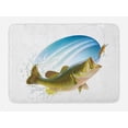 thumbnail image 1 of Fishing Bath Mat, Largemouth Sea Bass Catching a Bite in Water Spray Motion Splashing Wild Image, Non-Slip Plush Mat Bathroom Kitchen Laundry Room Decor, 29.5 X 17.5 Inches, Green Blue, Ambesonne, 1 of 2