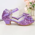 thumbnail image 7 of Xfvqtps Sparkle Princess Sandals for Girls Buckle Strap Low Heel Peep Toe Rhinestone Bow Spring Summer Dressy Casual Shoes, 7 of 7