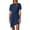 Navy, variant on WTOBBY Women's Asymmetrical Hem Bow Belt Short Sleeve Round Neck Casual Elegant Party Dress,Red 2XL