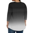 thumbnail image 4 of Viluyesy Plus Size 3/4 Sleeves T-Shirt Women Round Neck Shirt Tops Loose Blouse Black Size 3XL, 4 of 6