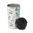 thumbnail image 2 of Uemuo Music Lover Dinosaur Print Carry Insulated Coffee Mug, Travel Mug with Hidden Handle, Insulated Coffee Flask, Leak-proof Travel Mug Insulated Mug for Office, 2 of 8